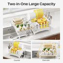Dish Drying Rack - Extendable Dish Rack, Large Sink Drying Dish Drainer for Kitchen Counter, Stainless Steel Dish Strainer with Utensil Holder (White) by CozyNest Decor