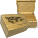 Personalized American Flag Gift Box - Engraved Memory Box, 5 Year Anniversary Wedding Gift for Men, Boyfriend, Bamboo Wood Decorative Chest, Keepsake Boxes with Custom Hidden Message, 11x8x4.75 in by TinyTreasures Baby Boutique