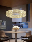 Dia 24" Modern Crystal Chandelier Black Ring Chandelier Adjustable Height Luxury Crystal Pendant Ceiling Light Fixture for Dining Living Room Bedroom by CozyNest Decor