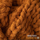 WESHIONGOO Chunky Knit Blanket Throw 40"×40" Knitted Throw Blankets for Couch Bed Fall Throw Blanket Fluffy Soft Blanket with Jumbo Chenille Yarn Thick 100% Handmade (Burnt Orange)