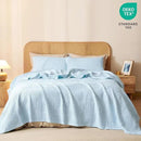 PHF 100% Cotton Waffle Weave Blanket King Size, Soft Lightweight Breathable Cozy Summer Blankets for Bed, Luxury Aesthetic Woven Bedding for Home Decor, 108"x90", Baby Blue by CozyNest Decor