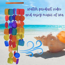 Bellaa 24889 Wind Chimes Outdoor, Garden Decorations, Musical, Indoor/Outside Windchimes, Beach, Ocean Breeze, Gifts for Mom, Gift for All Occasions, Capiz Sea Glass Shells Wood Yellow Blue by CozyNest Decor
