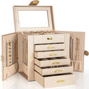 AKOZLIN 6-Tier Jewelry Box Organizer Functional Leather Jewelry Storage Case for Women Girls Ring Necklace Earring Bracelet Holder Organizer with Mirror by TinyTreasures Baby Boutique
