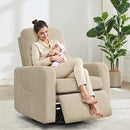 Swivel Rocker Recliner, Oversized Manual Nursery Glider Rocking Recliner Chair with Removable Cushion, Upholstered Swivel Reclining Chair for Nursery Living Room Bedroom, Corduroy Camel by TinyTreasures Baby Boutique