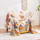 Boho Throw Blanket, 100% Cotton Ultra Soft Luxury Throw Rustic Quilt, 90"x98" Floral Bird Butterfly Farmhouse Decor Bed Blankets, All Season Rustic Reversible Bohemian Throw for Bed - Yellow by CozyNest Decor