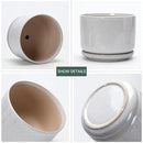 Ton Sin Plant Pots, 4.1+5.1+6.5 inch, Set of 3, Ceramic Planters with Drainage Hole and Saucer, Indoor Flower Pot with Hole Mesh Pad, Gifts for Mom(Reactive Glaze White) by GreenHaven Gardens