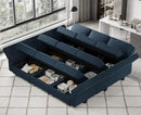 Belffin Modular Sectional Sofa with Ottomans Velvet Reversible Sleeper Sectional Sofa with Chaise Modular Sleeper Sofa Bed with Storage Seat Blue by CozyNest Decor