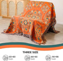 Throw Blanket for Couch Bed Chair,100% Cotton Soft Lightweight Blanket Rustic Quilt -Orange Floral Printed Farmhouse Decor Bed All Season Blankets,80"×90" by CozyNest Decor