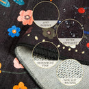 Floral 2x3 Area Rug Machine Washable Soft Print Boho Carpet Non Slip Doormat Low Pile Flower Area Rugs for Living Room Bedroom Nursery Kitchen Dining Room Indoor-Black by TinyTreasures Baby Boutique