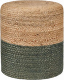 REDEARTH · Cylindrical Pouf Foot Stool Ottoman - Jute Braided Pouffe Poof Accent Sitting Footrest for The Living Room, Bedroom, Nursery, Patio, Lounge - Set of 2 (14.5”x14.5”x16”; Natural Olive) by CozyNest Decor