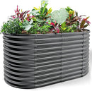 Land Guard 6x3x3ft Oval Galvanized Raised Garden Beds, Large-Capacity Metal Planter Box Outdoor, Durable Deep Raised Garden Bed 3ft Tall, Raised Beds for Gardening Vegetables, Modern Gray by GreenHaven Gardens