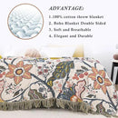 Snycler Boho Throw Blanket for Bed, 100% Organic Cotton Muslin Soft Throw-Floral Farmhouse Rustic Spring Summer Fall Decor Blanket for Couch Sofa Quilt and Gift, 60" x 80" White by CozyNest Decor