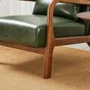 Glitzhome Mid Century Hunter Green Accent Armchair, Single Reading Armchair PU Leather Lounge Chair with Walnut Ruberwood Frame by CozyNest Decor