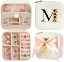 AYGXU Travel Jewelry Box for Women and Girls - Small Case With Initial A-Z - Teacher Gifts by TinyTreasures Baby Boutique