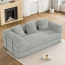 Convertible Sleeper Sofa Bed with Pillow, 4-in-1 Corduroy Folding Mattress Couch with Fixed-Shape Frame, Futon Fold Out Floor Sofa Cama Lounge Couch for Living Room Bedroom, Light Grey by CozyNest Decor