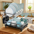 MOUKABAL Dish Drying Rack, 2 Tier Dish Rack, Large Dish Racks for Kitchen Counter, Dish Drainer with Removable Utensil Holder, Drainboard (Grey) by CozyNest Decor