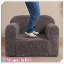 Kids Snuggly-Soft Sherpa Chair, Cuddly Toddler Foam Chair for Boys and Girls, Grey by TinyTreasures Baby Boutique