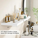 Fun Memories Floating Shelves - 2 Pack 12 Inch Deep Rustic Wooden Wall Shelves - Extra Deeper & Thicker Wall Mounted Storage Shelf for Living Room, Kitchen, Farmhouse - 16" W x 12" D x 1.5" H - White by CozyNest Decor