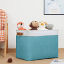 DULLEMELO Large Closet Storage Baskets Canvas Storage Baskets for Organizing 2 Pack Collapsible Home Organizer With Handles (White&Teal) by TinyTreasures Baby Boutique