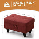 Ottoman Rectangular Storage Ottoman Bench, Flannel Footrest Stool Footstool with Lid for Living Room, Bedroom, Entryway, Red, 28.5"x19"x17.5" by CozyNest Decor