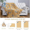 jinchan Boho 100% Cotton Muslin Twin Size 60x80 Inches Blanket Lightweight 4-Layer Quilted Soft Yellow and Blue Floral Throw Blanket Reversible Comfy Flower Breathable All Seasons Couch Bedroom Decor by CozyNest Decor