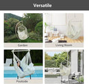 Hanging Hammock Chair Swing MAX 500 lbs Outdoor Hanging Chair with Footrest Indoor Swing Chair with Portable Steel Spreader Bar and Hardware Kit for Bedroom Living Room Patio Porch - White by GreenHaven Gardens