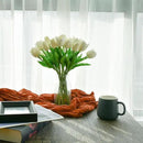 Mandy's Artificial Tulips 12 Stems White PU Faux Flowers for Wedding Home Decor 13.5 Inch by CozyNest Decor