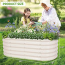 Galvanized Raised Garden Bed - 4x2x1.4FT Metal Planter Boxes Outdoor | Oval Steel Raised Bed Kit for Gardening with Protective Tape, Gloves for Vegetables, Flower, Herb (White) by GreenHaven Gardens