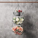 3-Tier Wire Fruit Hanging Basket 2 Packs, non-Punching Wall Hanging Storage, Kitchen Bathroom Organization Basket, Suitable for Bathroom, Kitchen, Closet, Garden, Chrome by CozyNest Decor