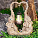 Elephant Statue Easter Garden Decor with LED Solar Lights-Set of 2 Good Luck Elephant Outdoor Statue Christmas Decorations for Yard Patio,Porch,Home -Mothers Day Gifts for Women, Mom, Grandma by GreenHaven Gardens