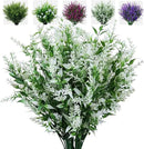8 Pack Artificial Plants Flowers Grass Shrubs No Fade Faux Plastic Flowers Outdoor for Vases Farmhouse Garden Porch Patio Office Indoor Wedding Decoration Greenery Fake Plants (5