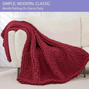 Bigacogo Chunky Knit Throw Blanket for Couch, 40x60 inches, 100% Hand Knitted with Thick Jumbo Chenille Yarn, Cozy Soft Large Rope Knot Cable Crochet Blankets for Sofa Bed Living Room, Red by CozyNest Decor