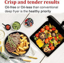 Air Fryer, 6.2QT Air Fryer Oven with LED Digital Touchscreen, 12 Preset Cooking Functions Air fryers, Bake, Reheat, Keep Warm, Nonstick and Dishwasher-Safe Basket, Stainless Steel/Black by CozyNest Decor