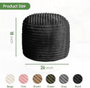 HIGOGOGO Round Stuffed Pouf Ottoman, Stripe Faux Fur Poufs with Foam Chunk Filling, Furry and Fluffy Pouf Foot Stool Storage Ottoman, 26 X 18 Floor Poufs Foot Rest for Living Room, Black by CozyNest Decor