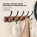 17.3" Small Wooden Coat Rack Wall Mount with 5 Hooks, Entryway Wall Hooks Coat Hanger for Hanging Towel Jacket Clothes Hat Backpack Shoe Purse Key Holder Multi Hook Rail by Black Walnut Wood by CozyNest Decor