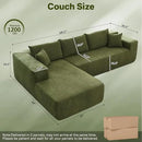 104" Cloud Sectional Couches for Living Room,L Shaped Boneless Couch in A Box,Sleeper Sofa with Comfy Chaise No Assembly Required,Green by CozyNest Decor