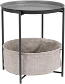 Amazon Basics Round Storage End Table, Side Table with Cloth Basket, Charcoal/Heather Gray, 17.7 x 17.7 x 18.9 in by CozyNest Decor