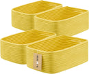 Small Storage Baskets for Organizing | Closet Organizer Bins | Shelf Toy Basket | Woven Rope Baskets | Cube Decorative Box | Shallow Basket | 13x8.5x5.1” | 4 Packs Yellow by GreenHaven Gardens