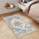 Lahome Boho Small Entryway Rug - 2x3 Non-Slip Washable Rugs for Kitchen Oriental Throw Ultra-Thin Area Rugs for Bedroom Accent Distressed Blue Floor Doormat Carpet for Bathroom Laundry Living Room by TinyTreasures Baby Boutique