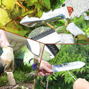 SHALL Hori Hori, Japanese Garden Knife, Soil Knife with Leather Sheath, Rosewood Handle & Hide Rope, 7” Stainless Steel Blade, Rope Cutting Edge, for Digging, Weeding, Planting, Full-Tang by GreenHaven Gardens