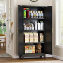Metal Storage Cabinet With 2 Doors and 3 Adjustable Shelves, Black Kitchen Pantry for Food, Utility Cabinet for Laundry Room, Cupboard by CozyNest Decor