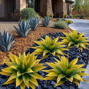 Artificial Plants Outdoor Faux Plant,Artificial Agave Faux Hostas Outdoor Uv Resistant Artificial Plants Indoor Fake Plant Artificial Agave Plant Indoor(2pcs, 28") Yellow by CozyNest Decor