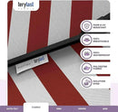 MIDTOWN UMBRELLAS The Lean 8 Feet Outdoor Umbrella With Terylast Red Stripes (Red/White Stripes) Polyester Fabric - 8 Ribs Aluminum Frame Patio Umbrella With Zinc Alloy Crank Lift And Auto-Tilt System