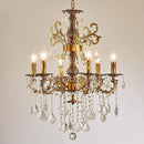 Vintage 6 Arms Crystal Chandelier Candle Light Fixture for Dining Room Living Room Bedroom Hallway Entryway Antique Gold Finish (23"-6 Lights)