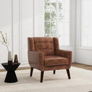 UIXE Faux Leather Accent Chair, Morden Upholstered Armchair for Living Room, Button Tufted Arm Chair Comfy Single Sofa Bedroom Side Reading Seat - Coffee by CozyNest Decor