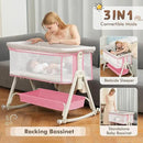 Baby Bassinet Bedside Sleeper for Baby,Bedside Bassinet with Wheels and Storage Basket, 6 Height Adjustable Bedside Crib(Upgrade Pink) by CozyNest Decor