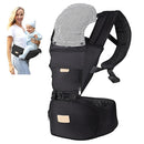FRUITEAM 6-in-1 Baby Carrier with Waist Stool/Hip Seat for Breastfeeding, One Size Fits All - Adapt to Newborn, Infant & Toddler (Cool Black) by TinyTreasures Baby Boutique