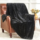 BEDELITE Faux Fur Throw Blanket for Couch, Soft and Cozy 3D Ribbed Fluffy Blanket, Thick Warm Plush Fuzzy Faux Rabbit Fur Blanket for Women Gift (Black, 50"x 60") by CozyNest Decor