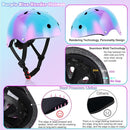Kids Bike Helmet with DIY Stickers and Knee Pads Elbow Pads Wrist Guard Set for Ages 3-8-14 Toddler Boys Girls Helmet for Roller Skates Cycling Skateboarding Bicycle Scooter by TinyTreasures Baby Boutique