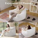 Giant Plush Bean Bag Chair for Adults with Armrests - Oversized Comfy Beige Beanbag Lounge Lazy Floor Sofa Accent Chair for Living Room, Bedroom & Dorm, Cozy Fluffy Single Cloud Mini Couch by CozyNest Decor